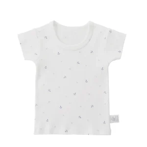 T-SHIRT EN COTON BLANC MOTIFS ANCRES