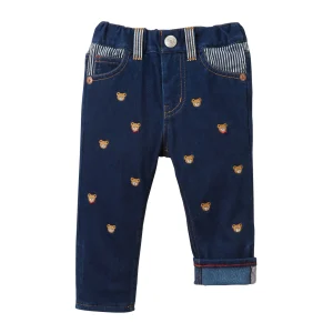 PANTALON DENIM BLEU À RAYURES PUCCI