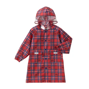 VESTE DE PLUIE À CARREAUX ROUGES MIKI HOUSE
