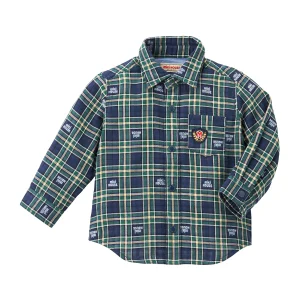 CHEMISE ÉCUSSON À CARREAUX VERT & BLEU