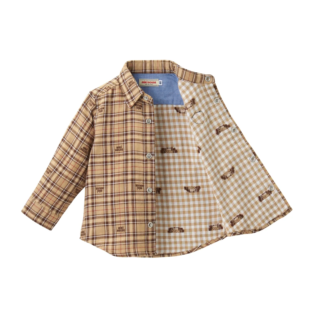 CHEMISE A CARREAUX BEIGE GARCON MIKI HOUSE – Image 4