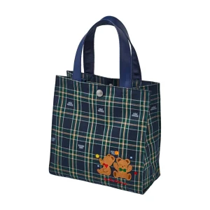 SAC OURSONS BLEU MARINE ET VERT À CARREAUX