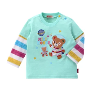 T-SHIRT MANCHES LONGUES TURQUOISE ASTRONAUTE PUCCI
