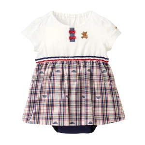 ROBE BODY A CARREAUX BLEU MIKI HOUSE