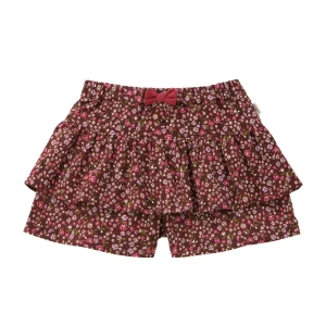 JUPE SHORT BORDEAUX À MOTIFS LIBERTY