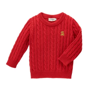 PULL EN LAINE ROUGE OURS BRODÉ MIKI HOUSE