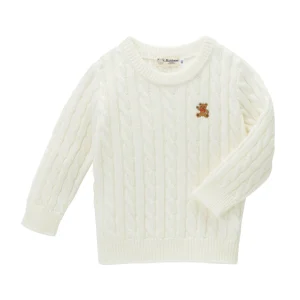 PULL EN LAINE BLANC IVOIRE OURS BRODE