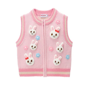 VESTE SANS MANCHES EN LAINE ROSE USAKO