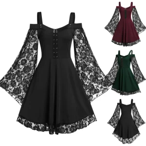 Robe gothique femme manche dentelle
