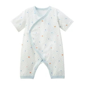 COMBINAISON BÉBÉ COTON BLEUE MOTIFS ANCRES MARINES