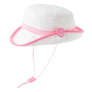 CHAPEAU BÉBÉ BLANC ET ROSE ANCRE
