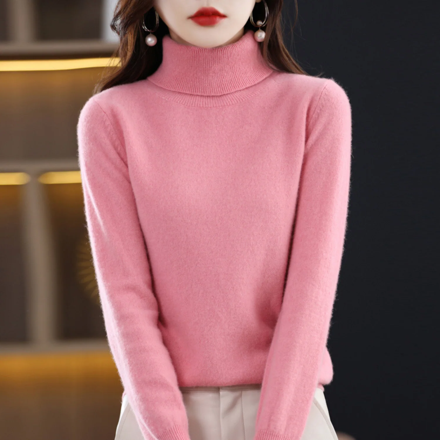 Rose - Pull Cachemire Col Roulé Femme – Image 6