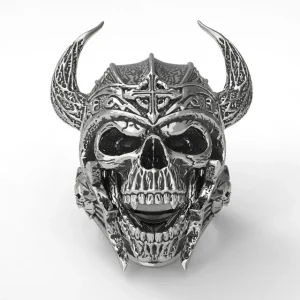Bague gothique tête guerrier viking