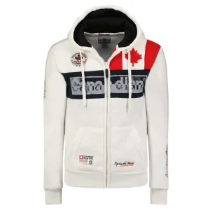 Canadian Peak Flashy Homme - Sweat à Capuche Poche Kangourou Chaud BLANC