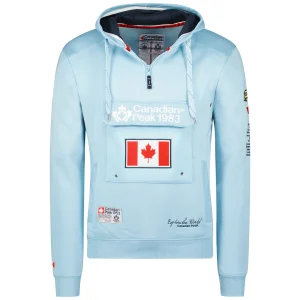 Canadian Peak Galapagos Homme - Sweat à Capuche avec Poches avec Logo Bleu Ciel