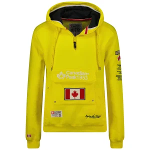Canadian Peak Galapagos Homme - Sweat à Capuche avec Poches avec Logo Jaune Flash