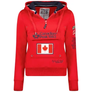 Canadian Peak Gyrelle Femme - Sweat à Capuche avec Poches Chaud Rouge