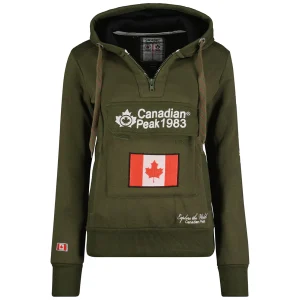 Canadian Peak Gyrelle Femme - Sweat à Capuche avec Poches Chaud Kaki