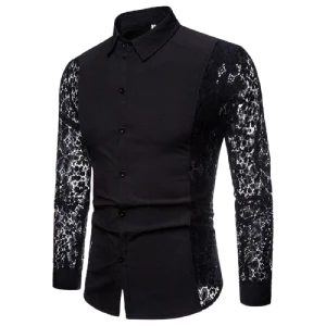 Chemise Homme Dentelle Noire