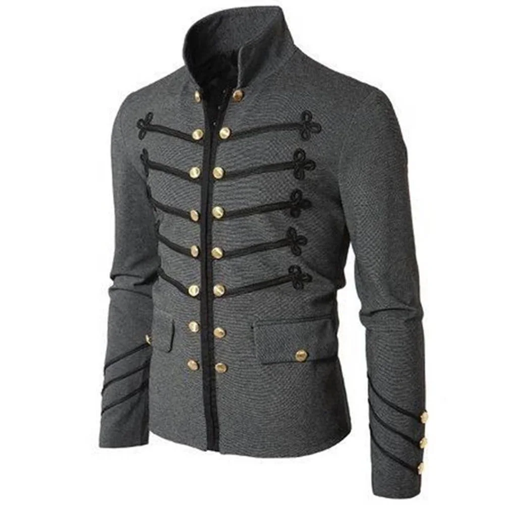 Veste militaire vintage noire avec boutons dorés style baroque – Image 7