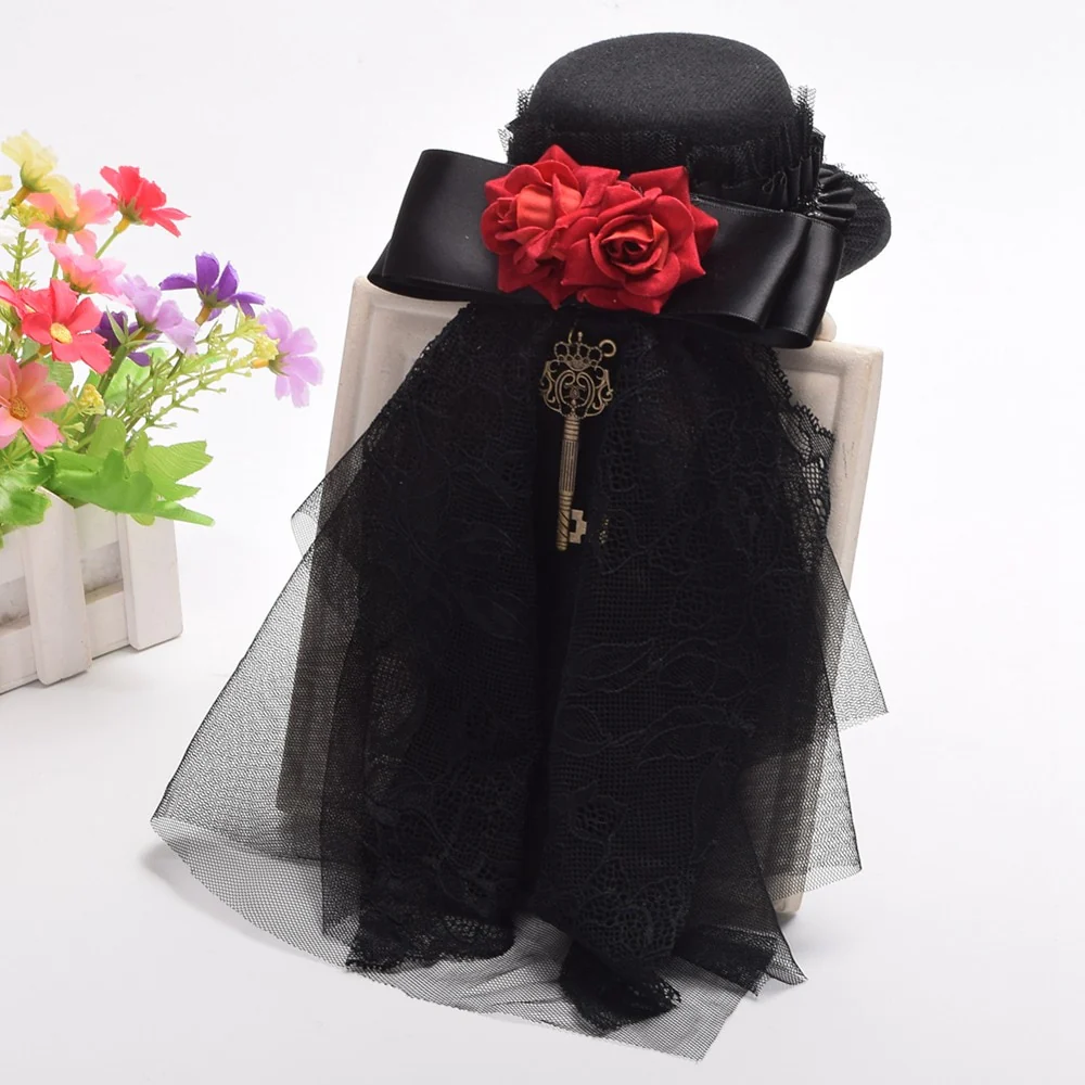 Chapeau Steampunk Rose Et Dentelle – Image 3