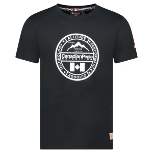 Canadian Peak JACOBEAK Homme - T-Shirt Col Rond avec Impressions et Drapeau NOIR