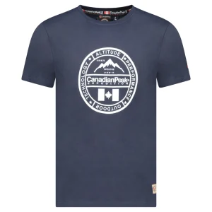 Canadian Peak JACOBEAK Homme - T-Shirt Col Rond avec Impressions et Drapeau MARINE