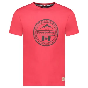 Canadian Peak JACOBEAK Homme - T-Shirt Col Rond avec Impressions et Drapeau ROUGE