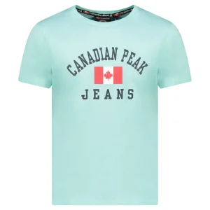 Canadian Peak JADSENEAK Homme - T-Shirt Col Rond avec Impressions et Drapeau Menthe Clair