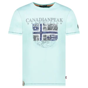 Canadian Peak JALONEAK Homme - T-Shirt Col Rond avec Impressions et Drapeau Menthe Clair