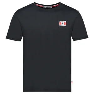 Canadian Peak JALTIMOREAK Homme - T-Shirt Col Rond avec Drapeau sur la Poitrine Noir