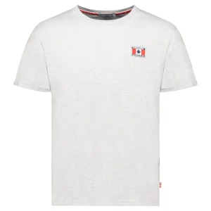 Canadian Peak JALTIMOREAK Homme - T-Shirt Col Rond avec Drapeau sur la Poitrine Gris Clair