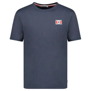 Canadian Peak JALTIMOREAK Homme - T-Shirt Col Rond avec Drapeau sur la Poitrine Marine