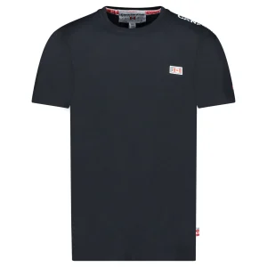Canadian Peak JAREDEAK Homme - T-Shirt Col Rond avec Drapeau sur la Poitrine Noir