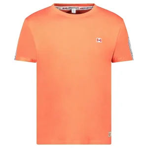 Canadian Peak JAVENGEAK Homme - T-Shirt Col Rond avec Drapeaux et Impressions Corail