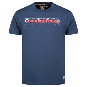 Canadian Peak JOPEAKEAK Homme - T-Shirt Col Rond avec Impressions et Drapeau Marine