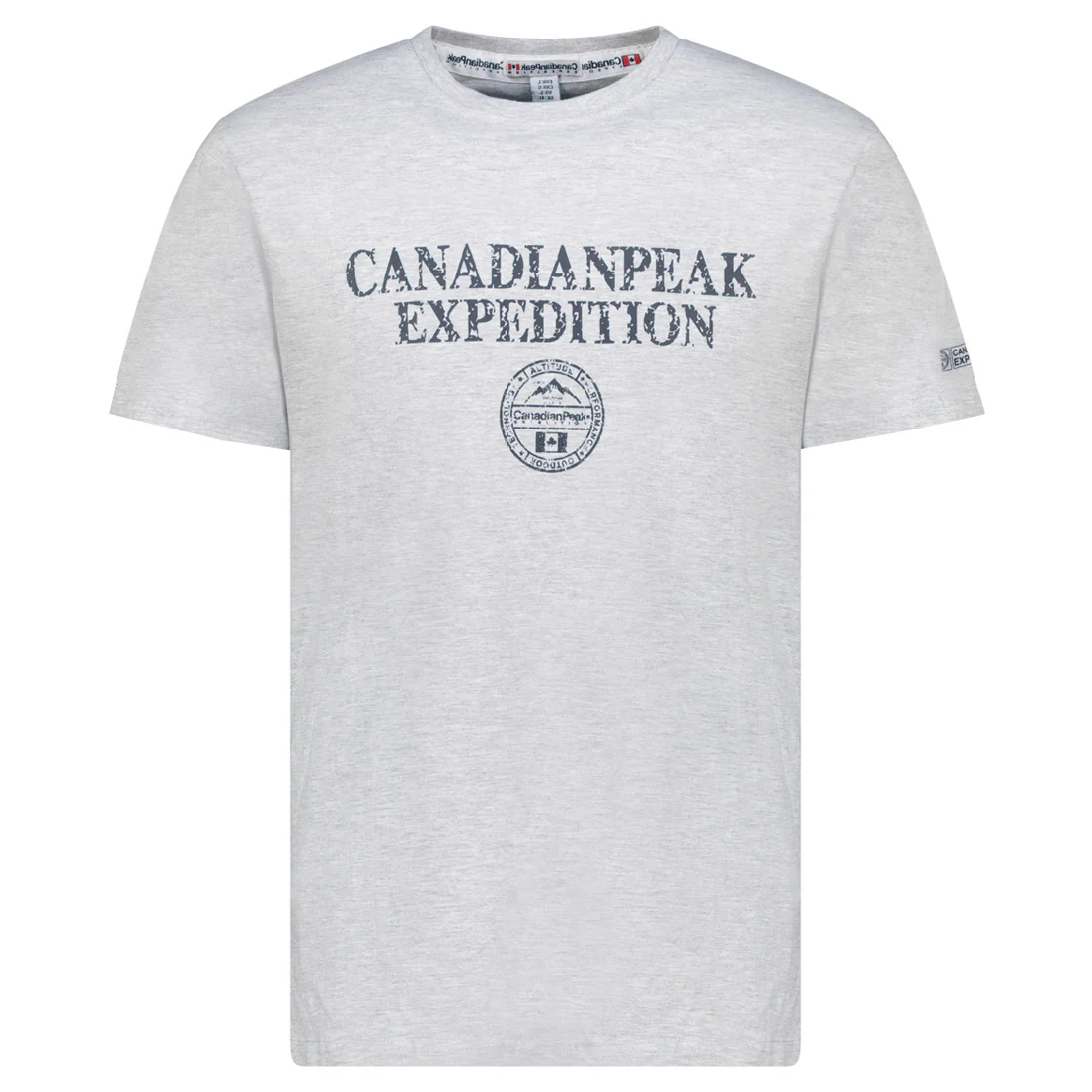 Canadian Peak JVICKEAK Homme - T-Shirt Col Rond avec Impressions et Drapeau Gris Clair