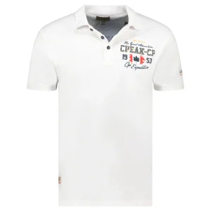 Canadian Peak KAPUCINEAK Homme - Polo Col Boutonné avec Broderies et Impressions Blanc