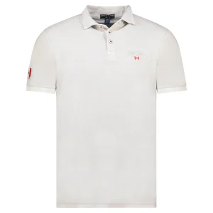 Canadian Peak KARSEAK Homme - Polo Col Boutonné avec Broderie et Badge GRIS CLAIR
