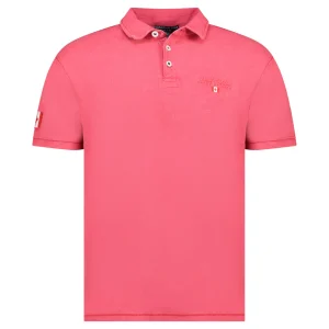Canadian Peak KARSEAK Homme - Polo Col Boutonné avec Broderie et Badge ROUGE