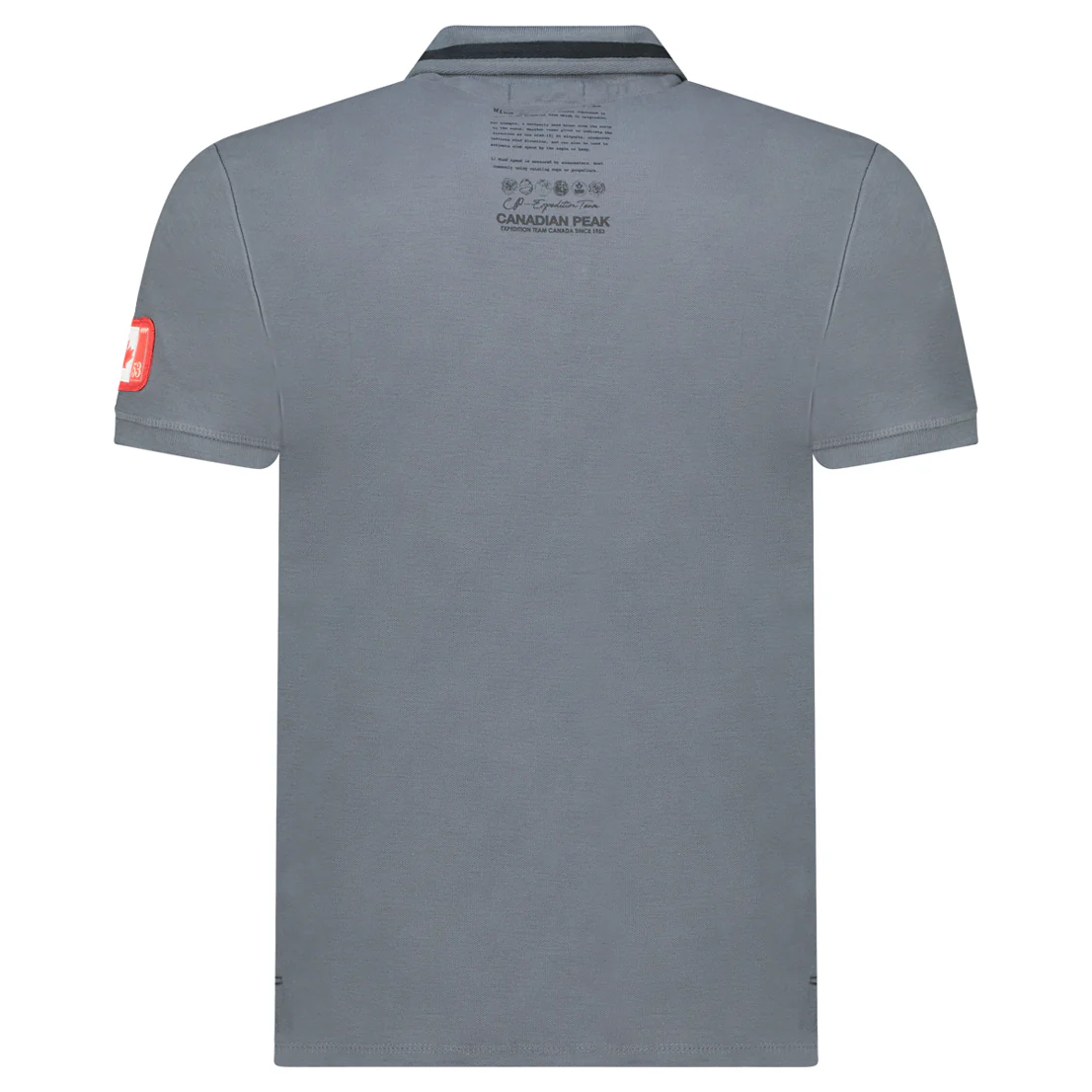 Canadian Peak KARUENEAK Homme - Polo Col Boutonné avec Impressions et Drapeau Gris Fonce – Image 3