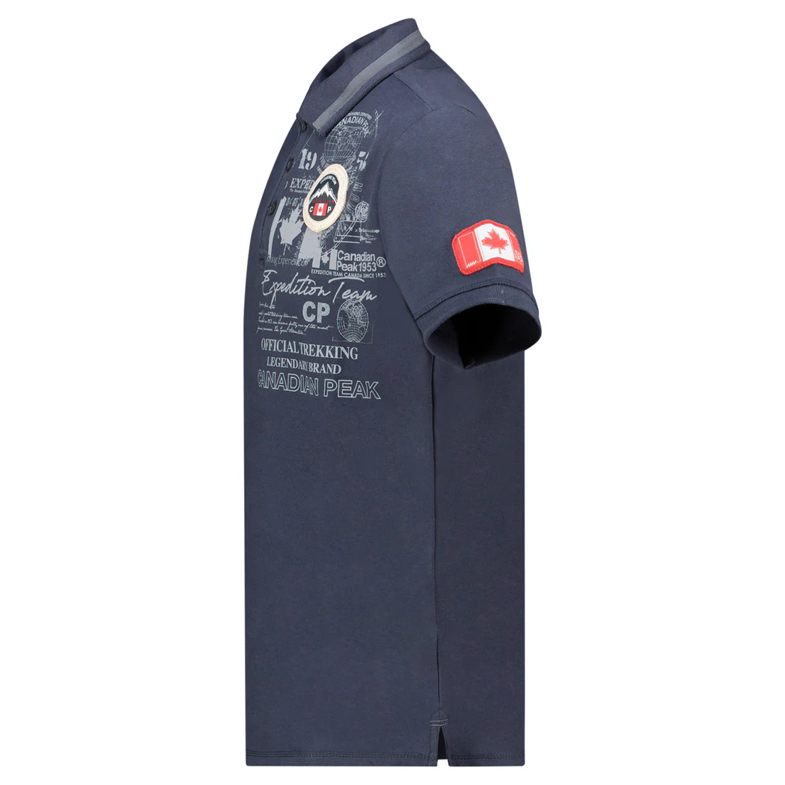 Canadian Peak KARUENEAK Homme - Polo Col Boutonné avec Impressions et Drapeau Marine – Image 2