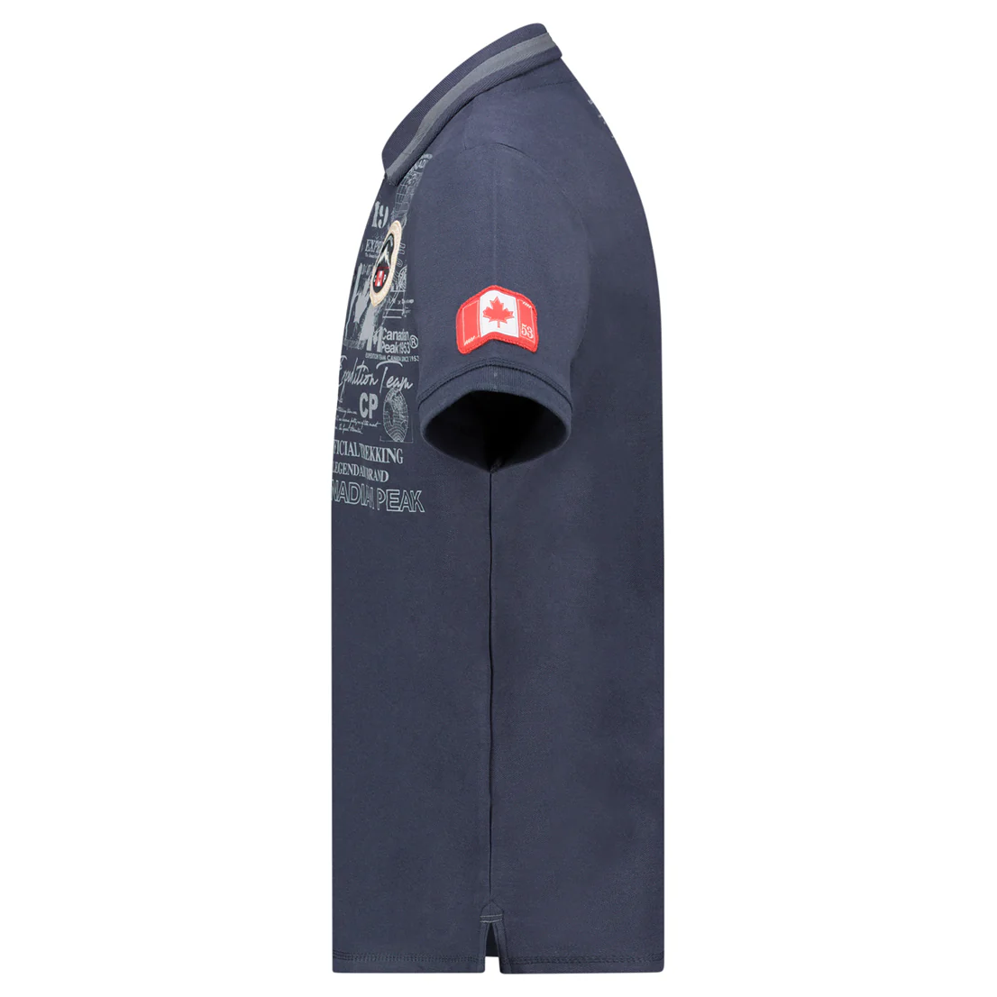 Canadian Peak KARUENEAK Homme - Polo Col Boutonné avec Impressions et Drapeau Marine – Image 3