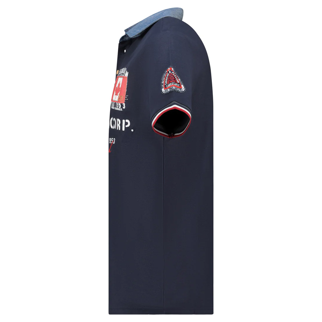 Canadian Peak KOPTEAK Homme - Polo Col Boutonné avec Drapeaux, Badges et Impressions MARINE – Image 4