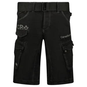 Canadian Peak Pirate Homme - Bermuda Casual Coton Court avec Ceinture Noir