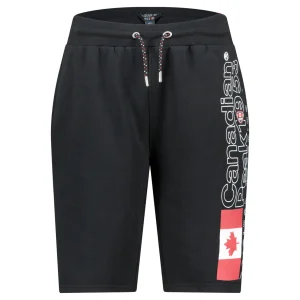 Geographical Norway Pogoeak Homme - Bermuda molleton avec imprimés et drapeau Noir
