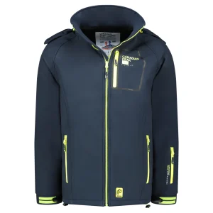 Canadian Peak RIZIEREAK Homme - Veste Softshell avec Capuche Détachable et 2 Poches Zippées Marine