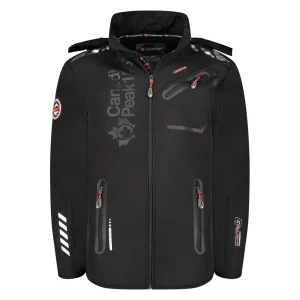 Canadian Peak ROYAUTEAK Homme - Veste Softshell avec Capuche Détachable et Poches Zippées Noir Noir
