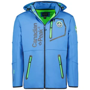 Canadian Peak ROYAUTEAK Homme - Veste Softshell avec Capuche Détachable et Poches Zippées Bleu Royal Vert