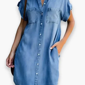 Robe chemise en jean mini pour femme | Ample et pratique